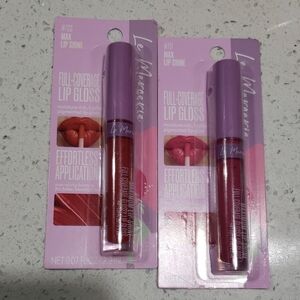 (2) Le Mecerie Max Lip Shine Full Coverage Lip Gloss. NIP